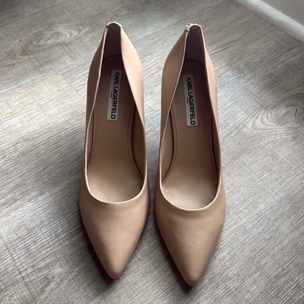 Karl Lagerfeld Royale Beige Nude Leather Upper Pumps Heels Ladies 9M